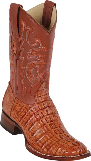 8220103 LOS ALTOS BOOTS WIDE SQUARE TOE CAIMAN TAIL COGNAC