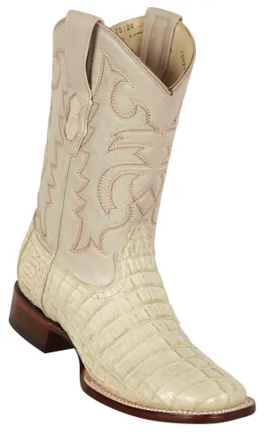 8220104 LOS ALTOS BOOTS WIDE SQUARE TOE CAIMAN TAIL WINTER WHITE