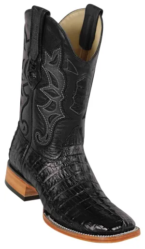 8220105 LOS ALTOS BOOTS WIDE SQUARE TOE CAIMAN TAIL BLACK