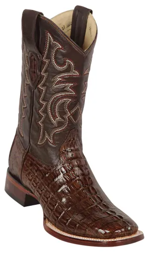 8220107 LOS ALTOS BOOTS WIDE SQUARE TOE CAIMAN TAIL BROWN