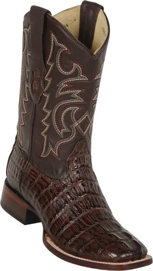 8220116 LOS ALTOS BOOTS WIDE SQUARE TOE CAIMAN TAIL FADED BROWN