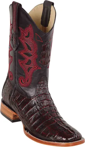 8220118 LOS ALTOS BOOTS WIDE SQUARE TOE CAIMAN TAIL BLACK CHERRY