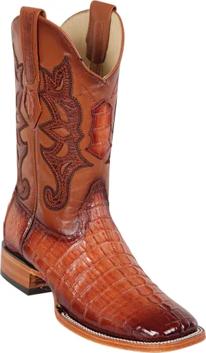 8220157 LOS ALTOS BOOTS WIDE SQUARE TOE CAIMAN TAIL FADED COGNAC