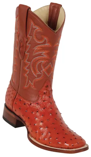 8220303 LOS ALTOS BOOTS WIDE SQUARE TOE OSTRICH COGNAC