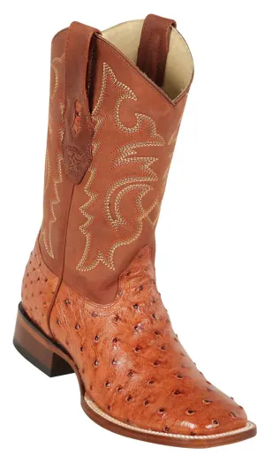 82203564 LOS ALTOS BOOTS WIDE SQUARE TOE OSTRICH BRANDY