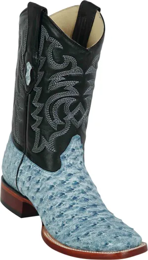 8220382 LOS ALTOS BOOTS WIDE SQUARE TOE OSTRICH RUSTIC BLUE