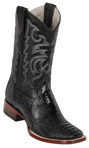 8220505 LOS ALTOS BOOTS WIDE SQUARE TOE OSTRICH LEG BLACK