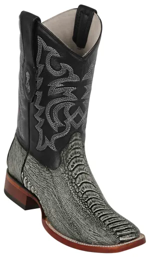 8220581 LOS ALTOS BOOTS WIDE SQUARE TOE OSTRICH LEG RUSTIC BLACK