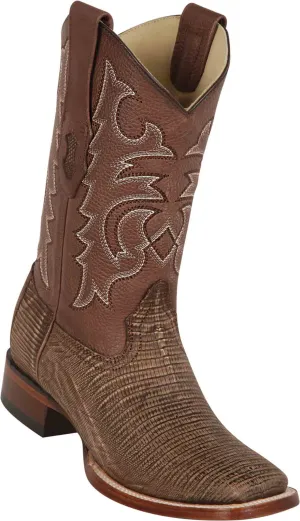 8220735 LOS ALTOS BOOTS WIDE SQUARE TOE TEJU SANDED BROWN