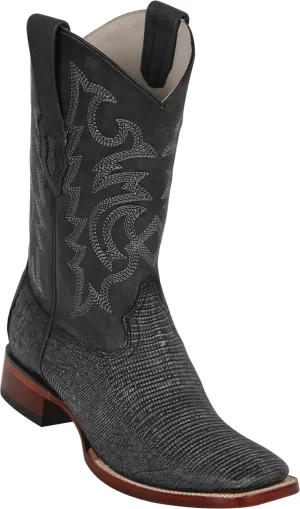 8220774 LOS ALTOS BOOTS WIDE SQUARE TOE TEJU SANDED BLACK