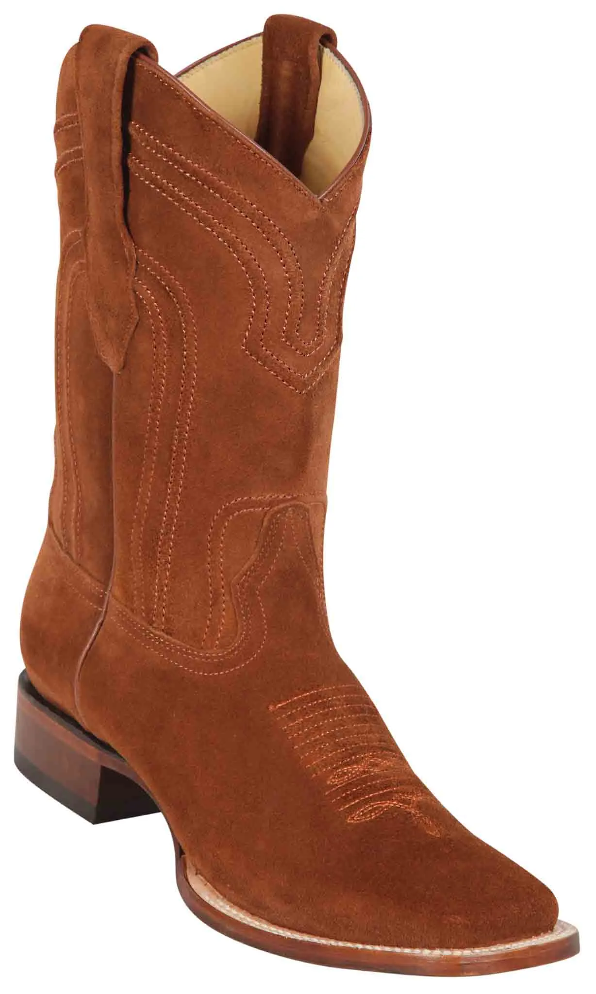 8226603 LOS ALTOS BOOTS WIDE SQUARE TOE SUEDE COGNAC