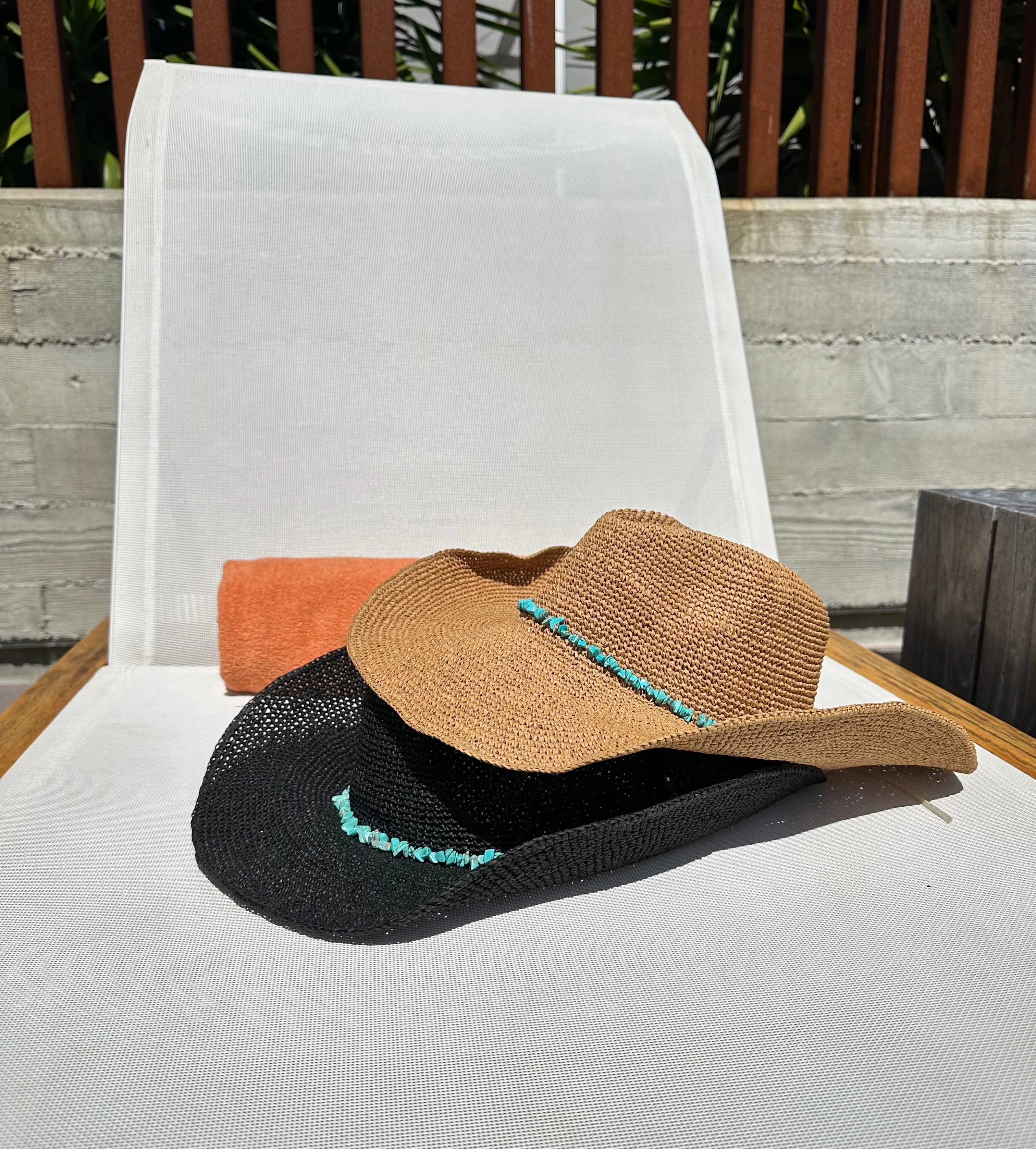 Arizona Turquoise Straw Cowboy Hat in Black