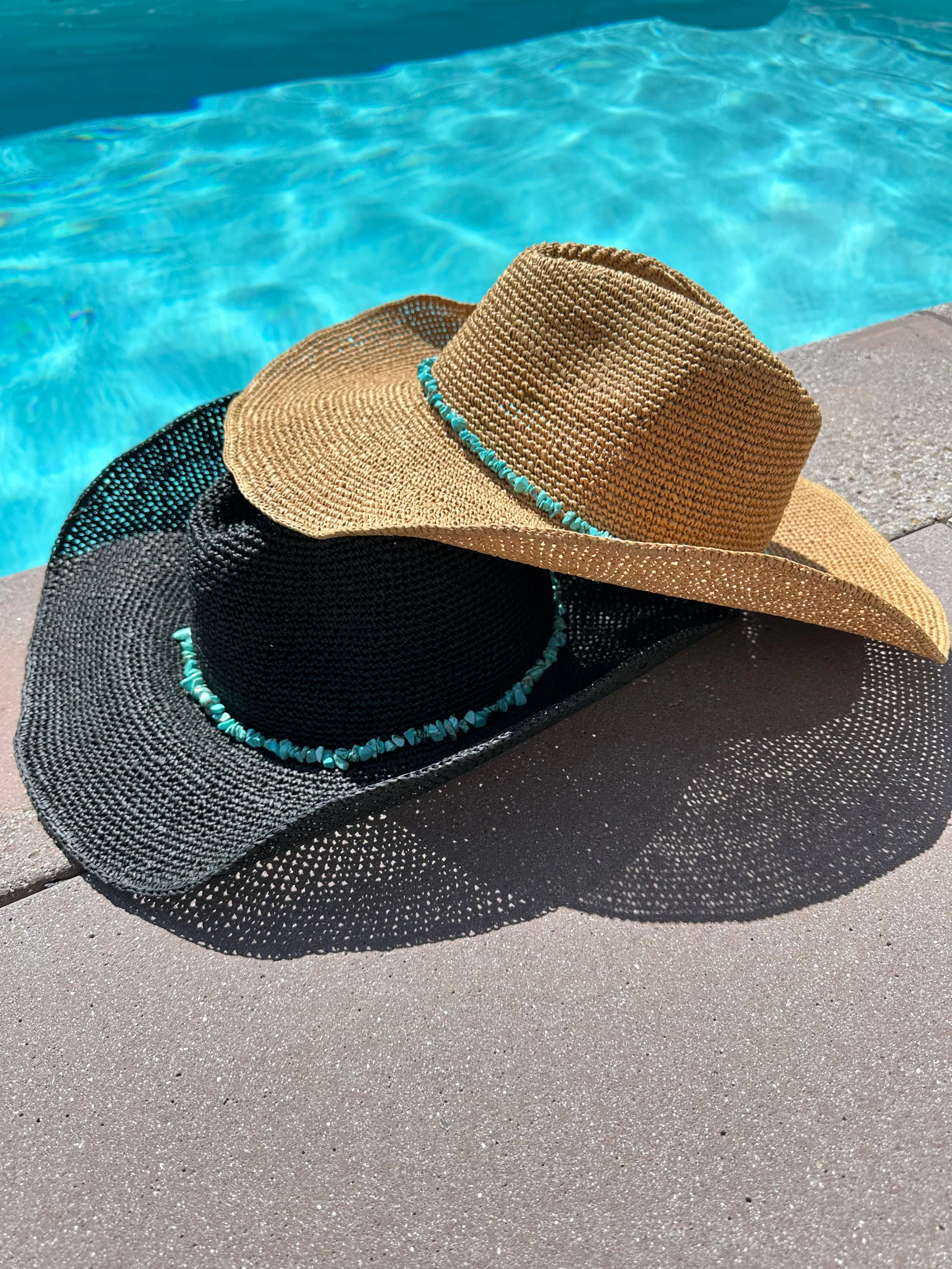 Arizona Turquoise Straw Cowboy Hat in Black