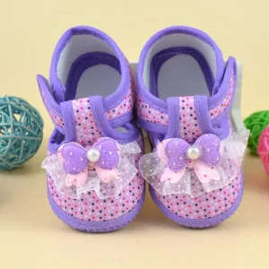 Baby girl shoes summer princess first walker Bowknot Boots Soft Crib Shoes Cloth china cute casual sneakers 0-10M high quality