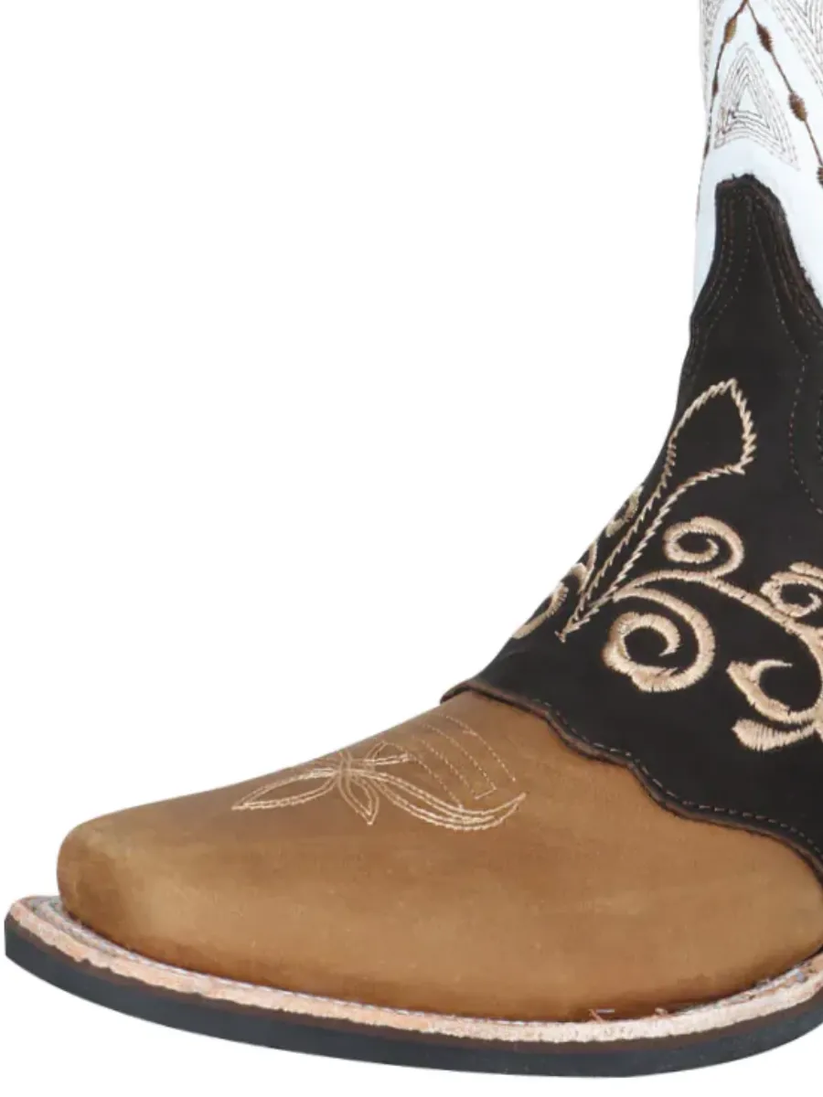 Botas Vaqueras Rodeo con Antifaz Bordado de Piel Genuina para Hombre 'El Señor de los Cielos' - ID: 124078