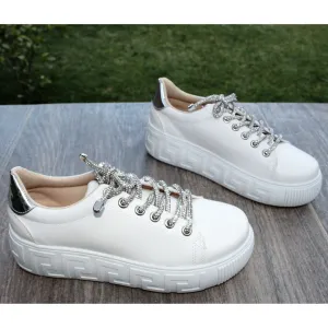 CHUNKY SNEAKERS BLANCO CON AGUJETA CON PIEDRAS (MOD 745)