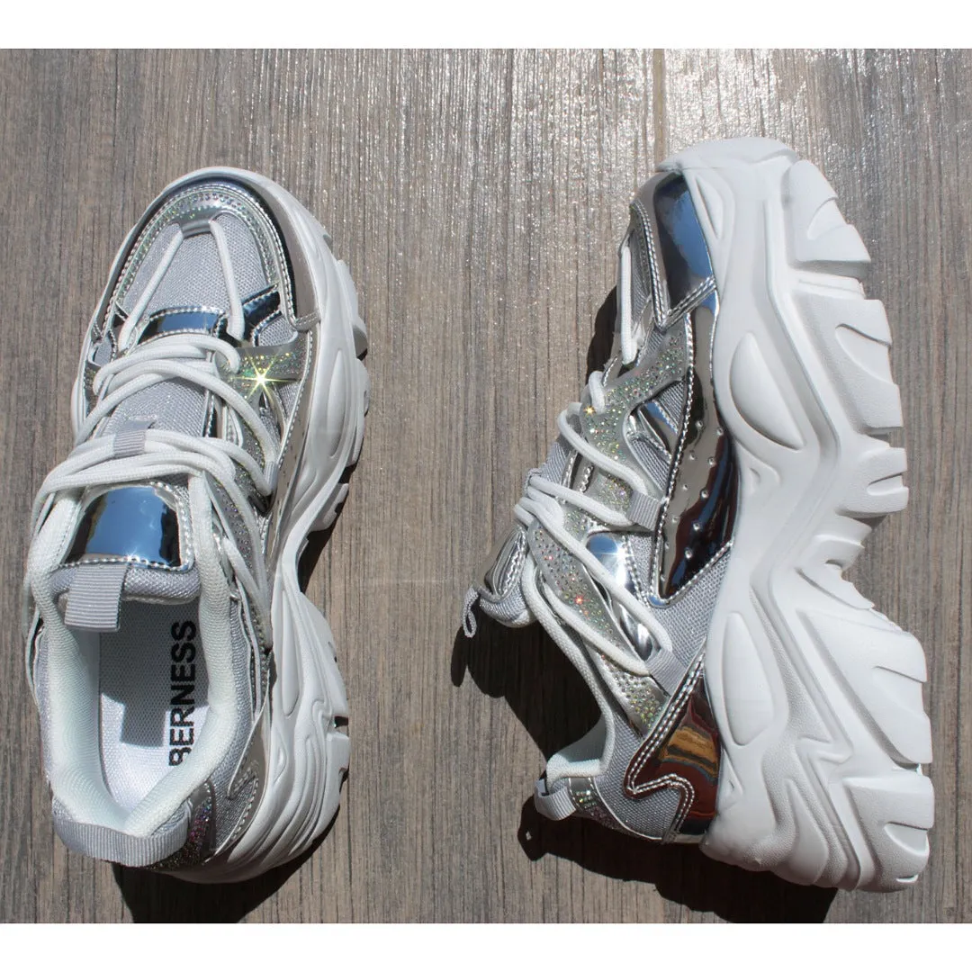 CHUNKY SNEAKERS PLATA CON PIEDRAS (MOD BERNESS)