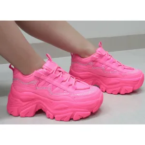 CHUNKY SNEAKERS ROSA NEÓN CON PIEDRAS (MOD BILLIER)