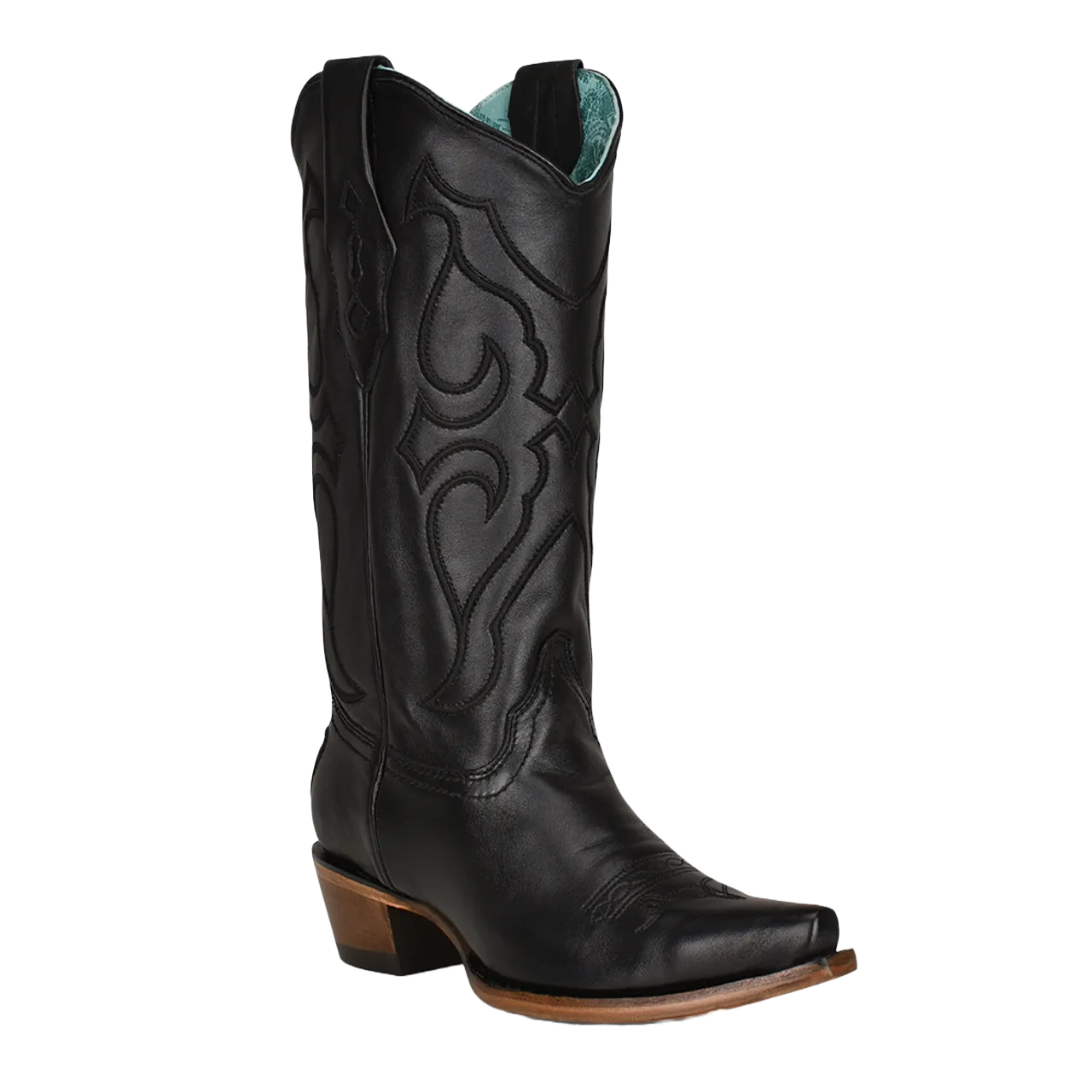 Corral Ladies Black Matching Stitch Pattern & Inlay SnipToe Boots Z5072