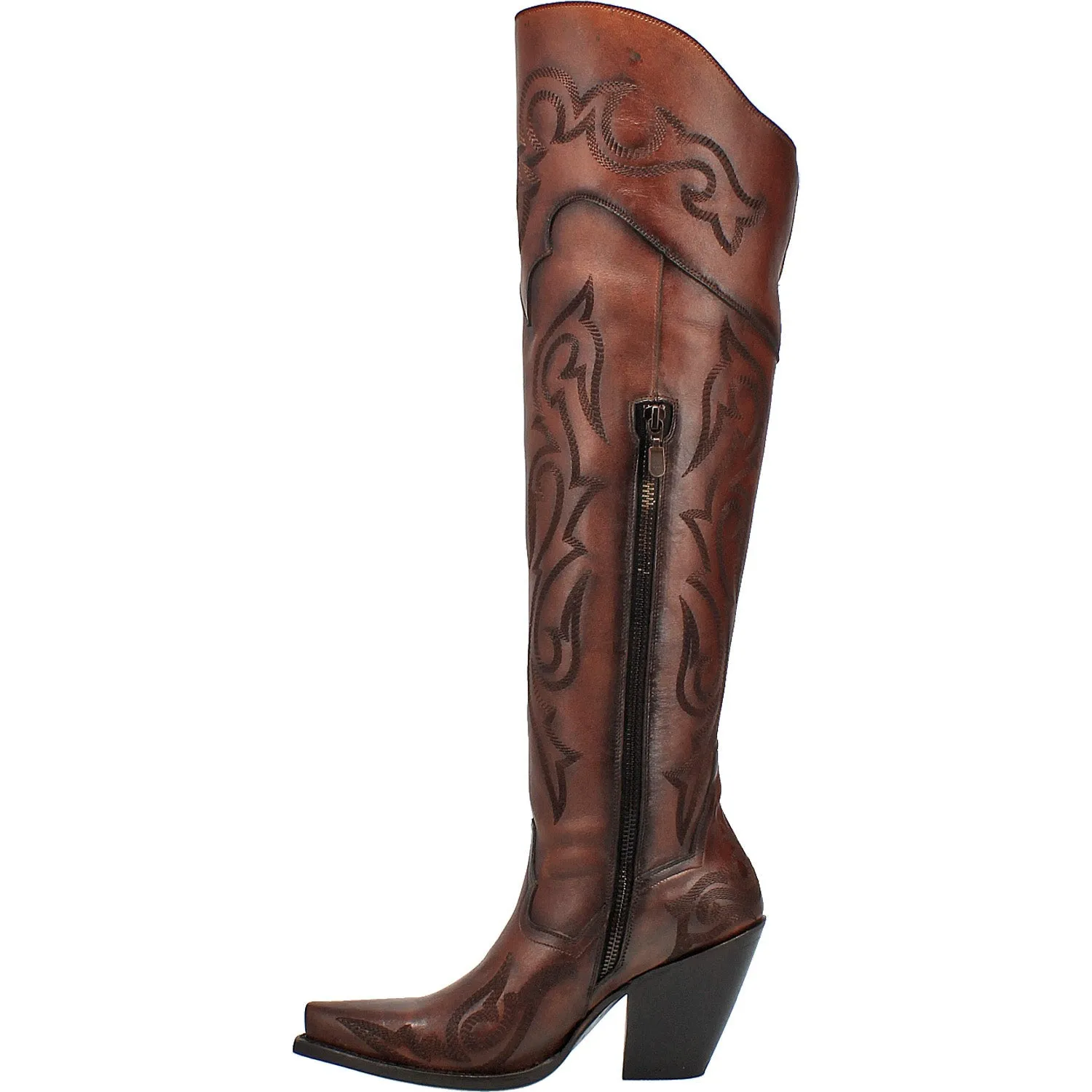 Dan Post Womens Seductress Over-The-Knee Boots Leather Chestnut