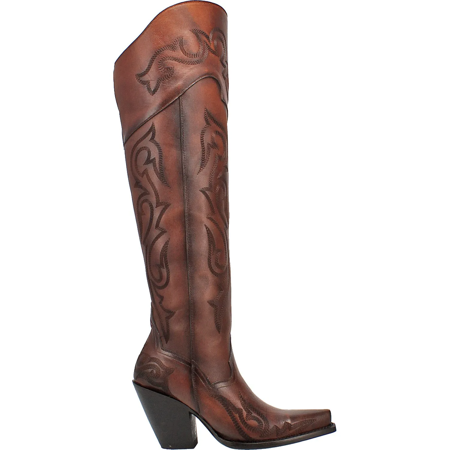 Dan Post Womens Seductress Over-The-Knee Boots Leather Chestnut