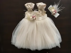 Gold Princess Flower Girl Dress