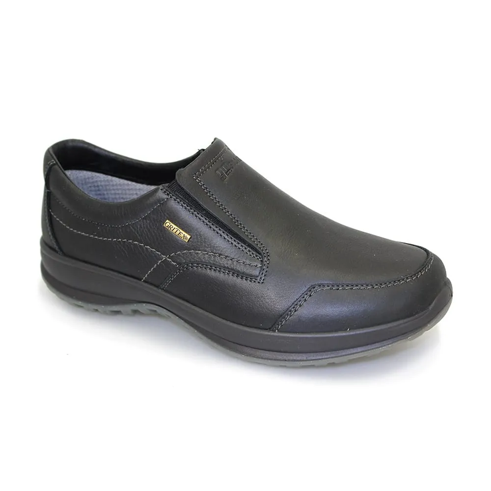 Grisport Melrose Black Shoes Leather Walking Shoe Water Resistant Slip on