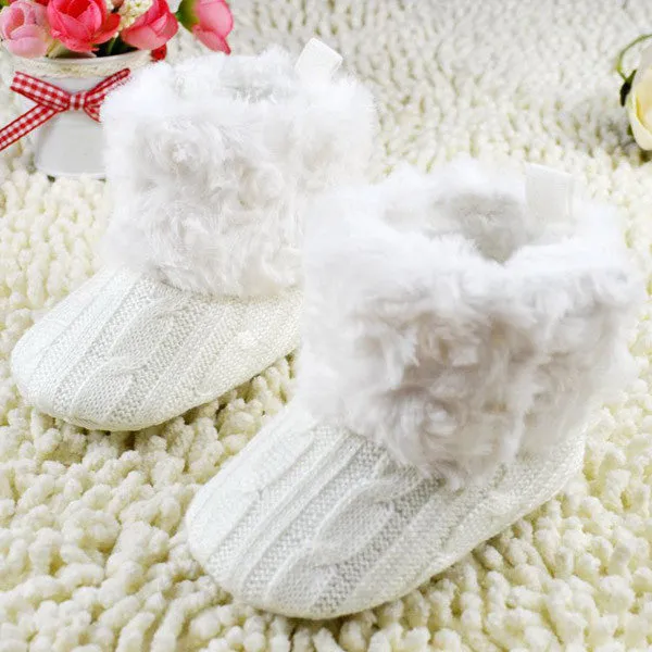 Infant Baby Crochet/Knit Boots Booties Toddler Girl Winter Snow Crib Shoes