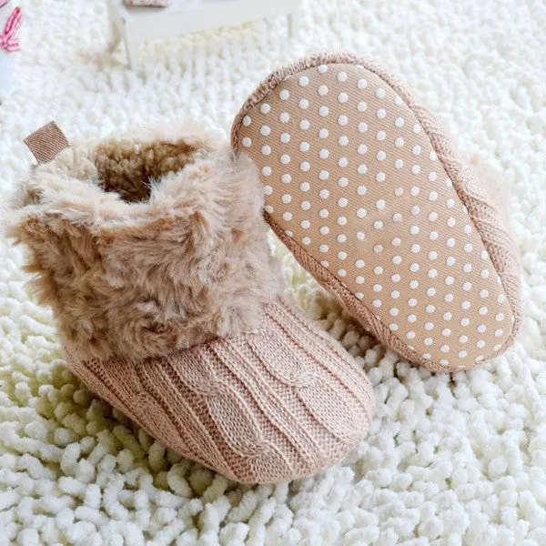 Infant Baby Crochet/Knit Boots Booties Toddler Girl Winter Snow Crib Shoes