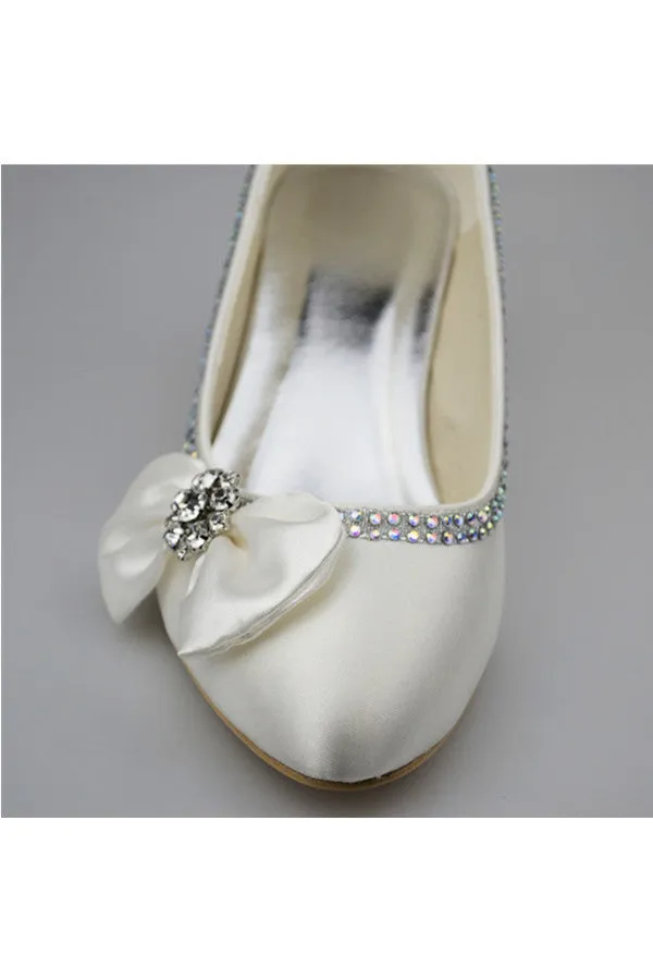 Ivory Low Heel Beaded Handmade Simple Close Toe Women Shoes S123