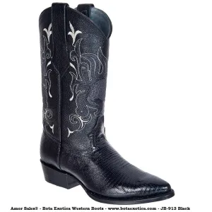 JB-913 Armadillo Imitacion Negro - Botas Vaqueras Exoticas para Hombre