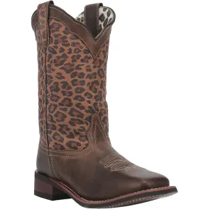 Laredo Ladies Astras Cheetah Print Square Toe Tan Western Boots 5890