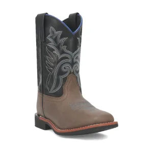 Laredo Youth Unisex Bexley Taupe/Black Faux Leather Cowboy Boots