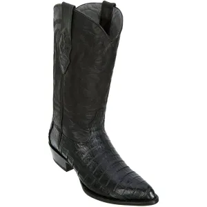 Los Altos Caiman Belly Black Cowboy Boots J-Toe