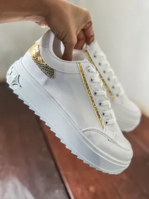 Louise White & Gold Sneakers