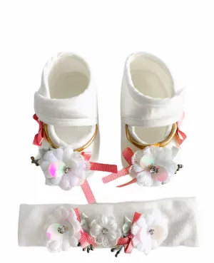 Minidamla White Strappy Shoe & Hairband