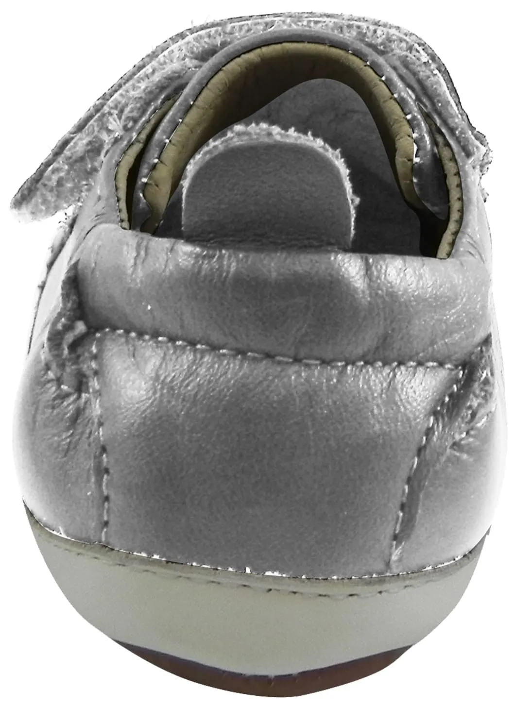 Old Soles 113R Girl's and Boy's Silver Bambini Soft Leather Double Crib Walker Baby Shoes