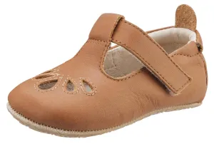 Old Soles Girl's 053 T-Petal Cut-Out Detail Warm Tan Leather Mary Jane Flats