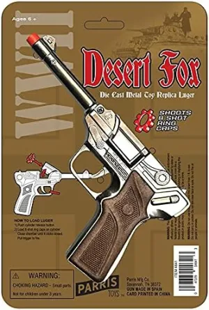 PARRIS CLASSIC QUALITY TOYS EST. 1936 Desert Fox Luger Die Cast, 8 Shot Ring Cap Replica