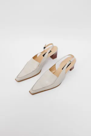 POINTY CREAM SLING BACK MULES 39 40