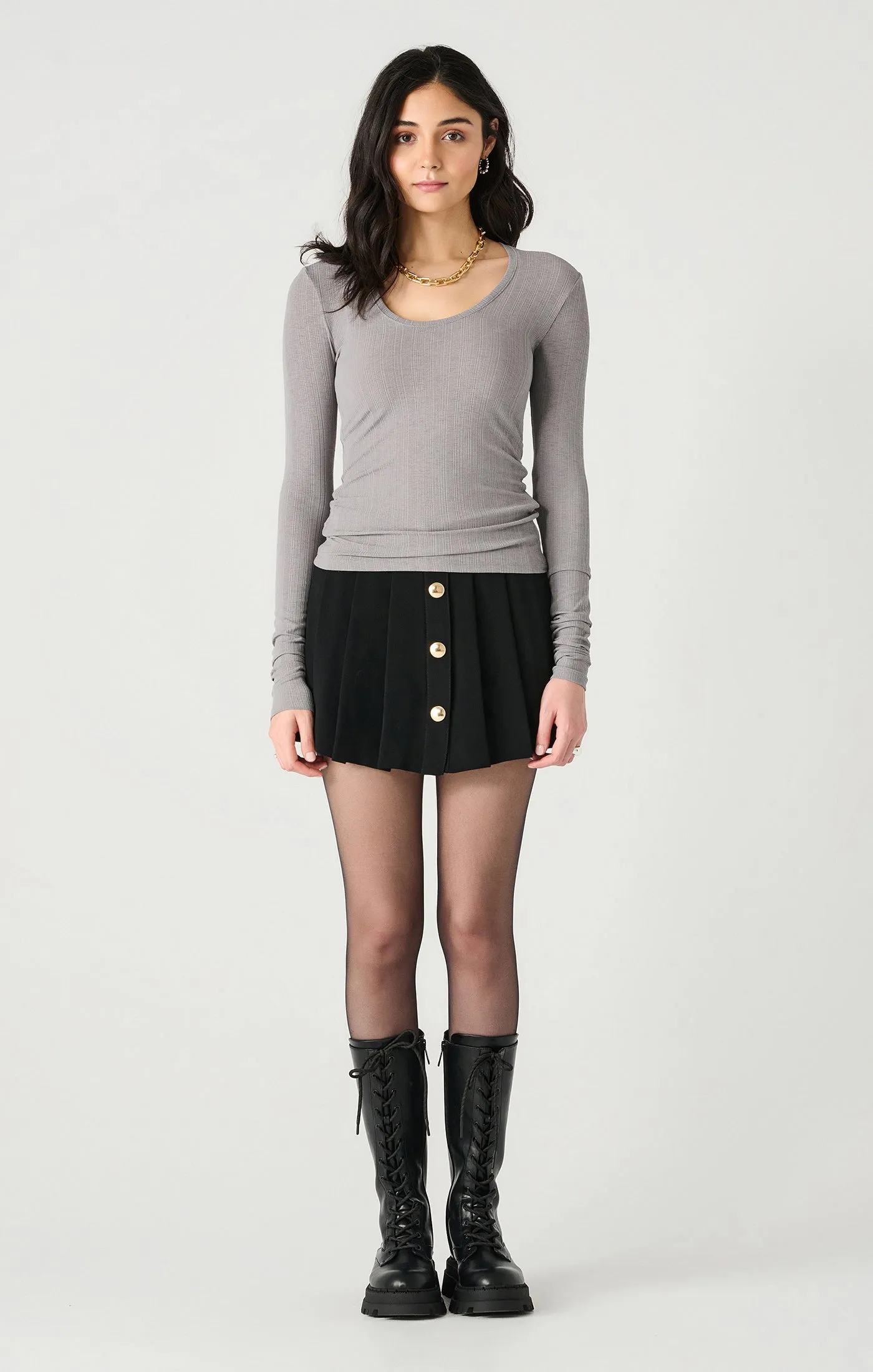 Presley Pleated Button Skort