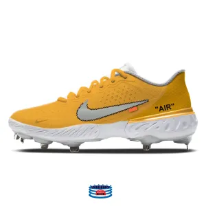 "Golden Yellow Force OW" Nike Alpha Huarache Elite 3 Low Cleats by Stadium Custom Kicks