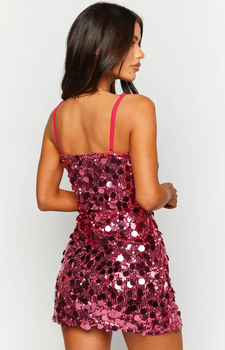 Radiant Pink Sparkle Mini Dress