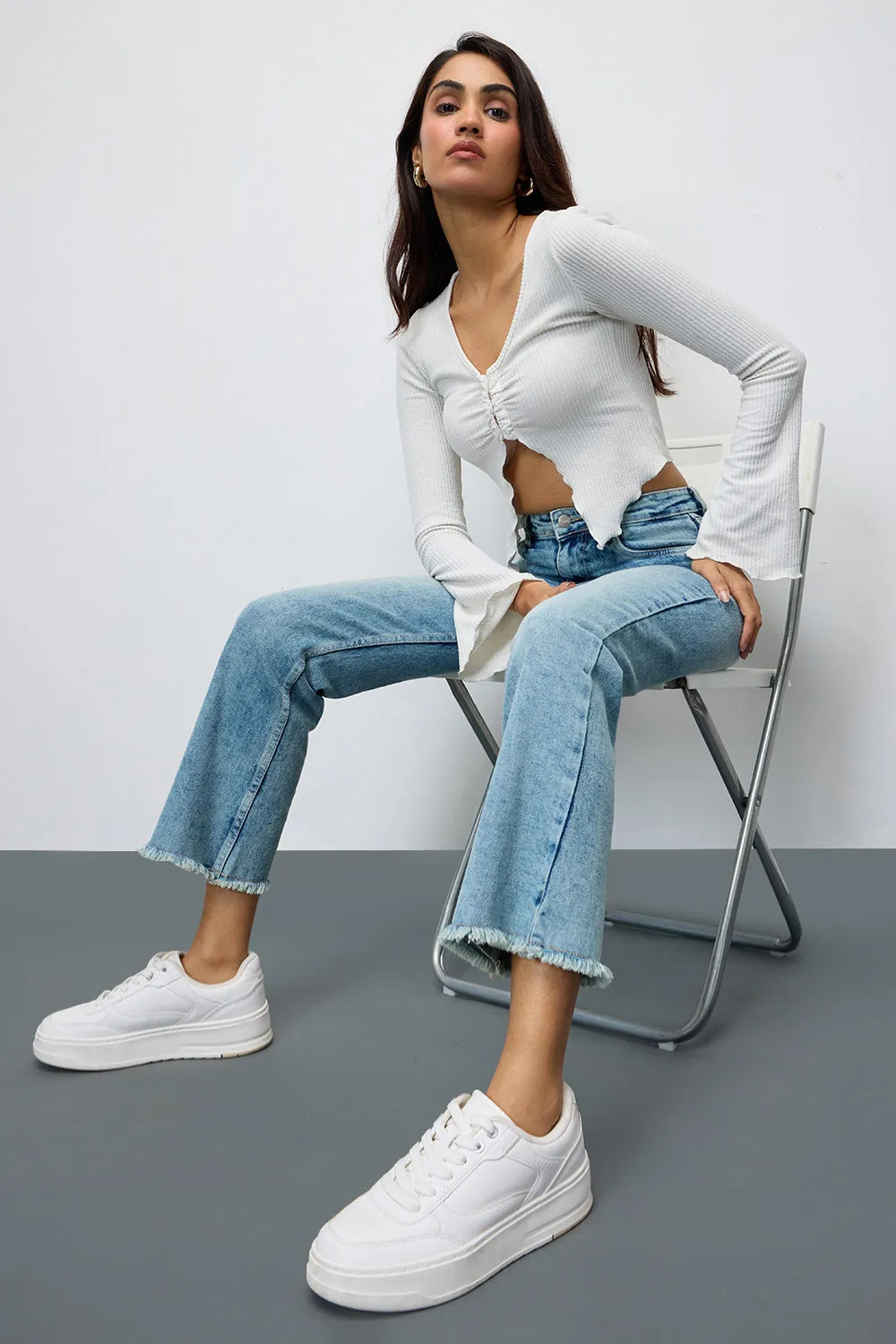 Retro Cropped Bootcut Jeans