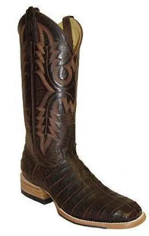 Rod Patrick Chocolate Caiman Belly Broad Square Toe Boots