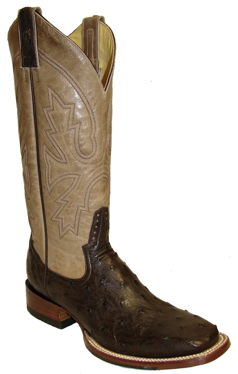 Rod Patrick Nicotine Full Quill Ostrich Broad Square Toe Boots