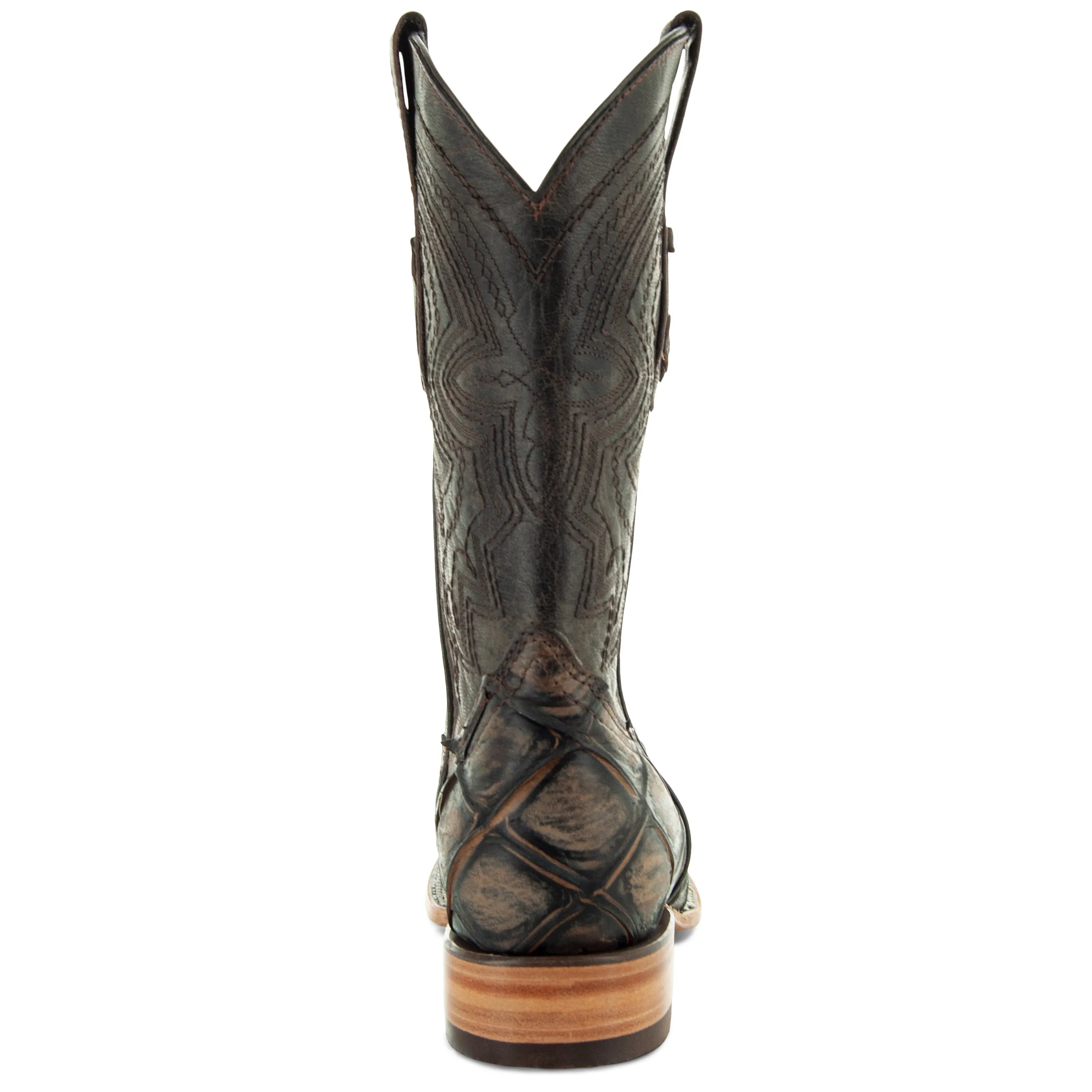 Soto Boots Mens Pirarucu Print Brown Cowboy Boots H50033