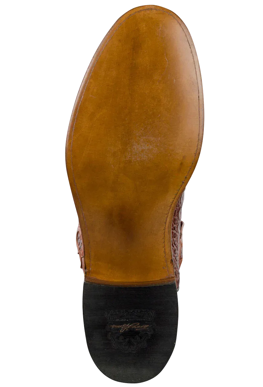 Tony Lama Men's Signature Series Caiman Belly Roper Boots - Cognac