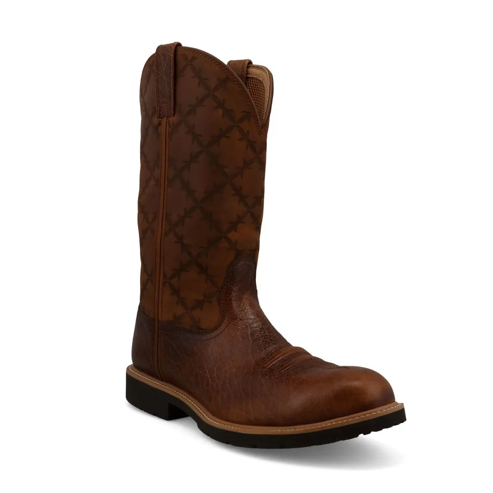 'Twisted X' Men's 12" Tech X Cellstretch Western Round Toe - Brown / Squash