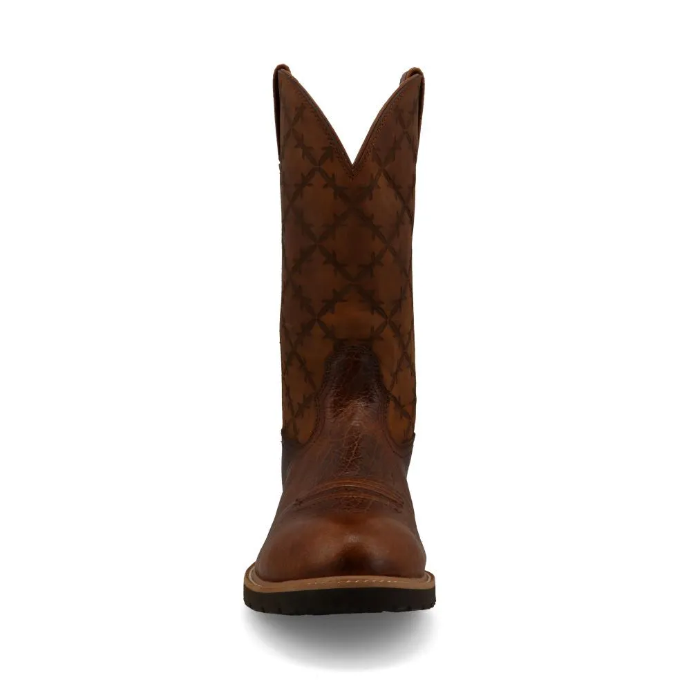 'Twisted X' Men's 12" Tech X Cellstretch Western Round Toe - Brown / Squash